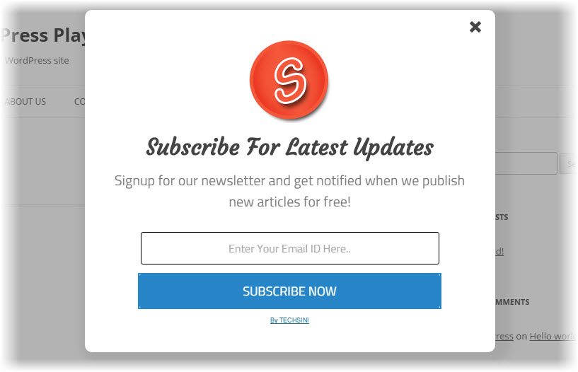 elegant subscription popup