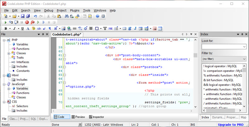 CodeLobster IDE Professional 2.4 for mac download