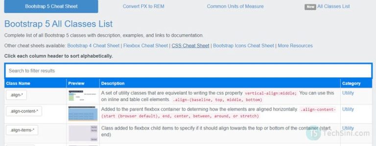 List Of Bootstrap 5 CheatSheets And Reference Guides - TechSini